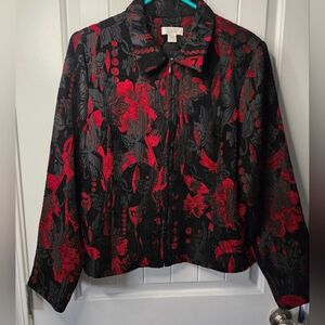 Floral Red and Black Women's Jacket